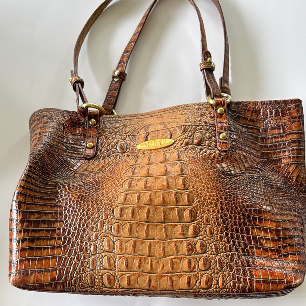 Brahmin Brown Crocodile Embossed Tote